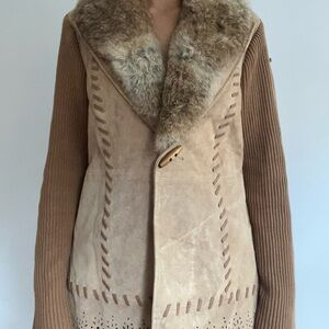 Elegant Women's REAL Fur Collar Jacket